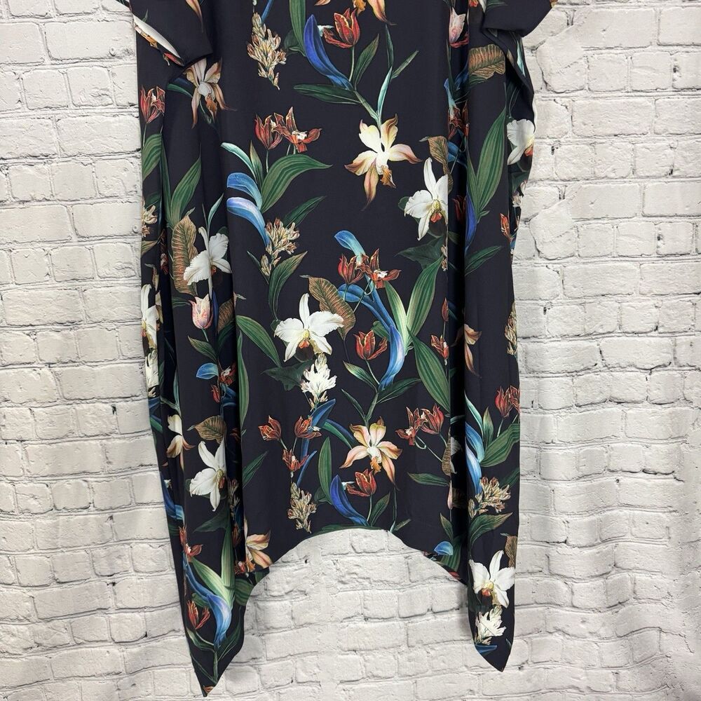 Chico's Sharkbite Hem Maxi Dress Blue Floral Easy Print Womens Size US 20/22 - Picture 6 of 12